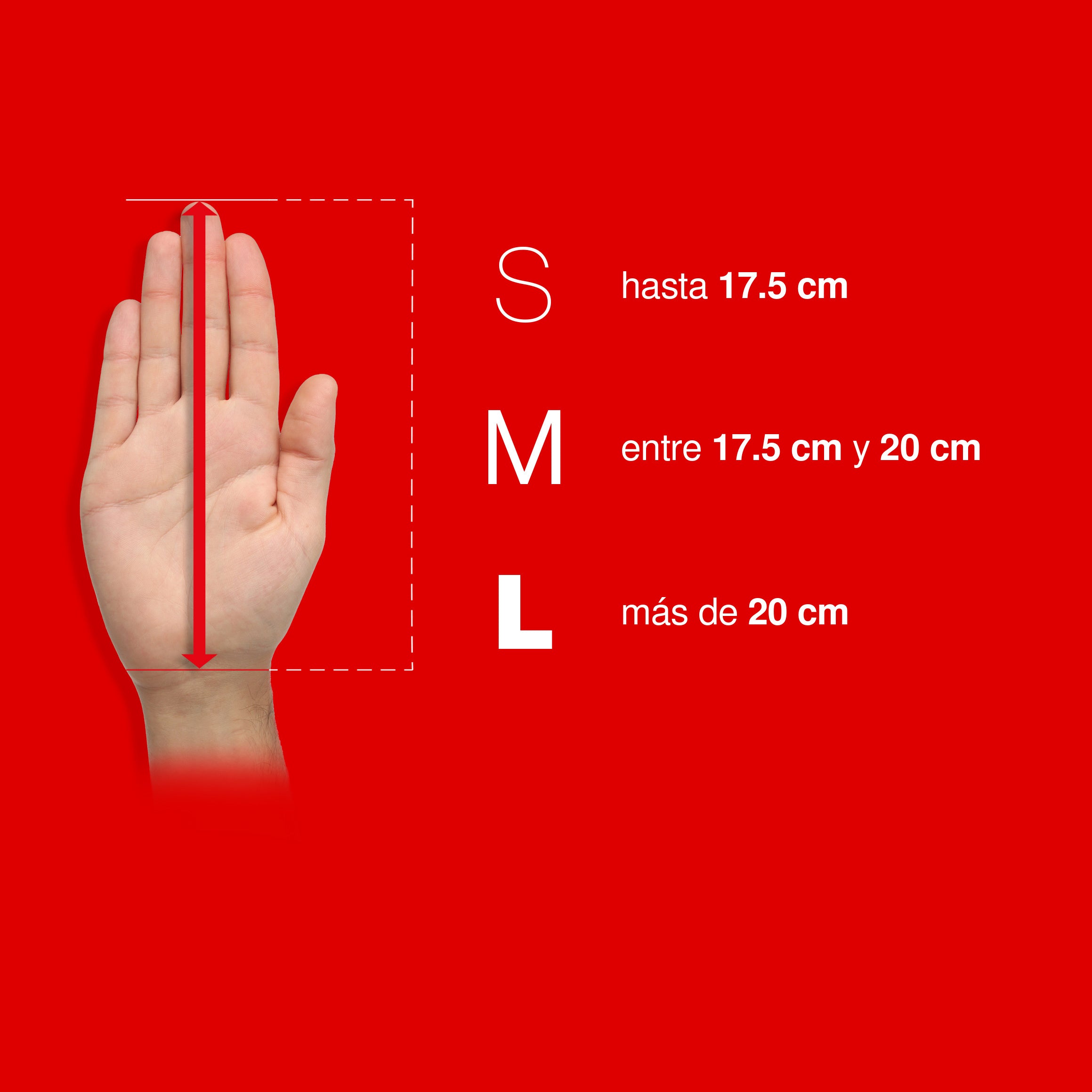 Guía de tallas de mano