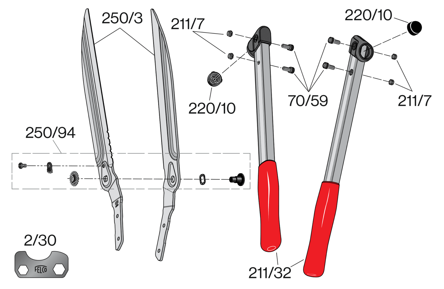 Spare parts for Felco 250-63